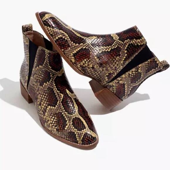 NEW Madewell Cara Fall Color Snakeskin Embossed Leather Chelsea Boot Size 6 - Picture 1 of 15